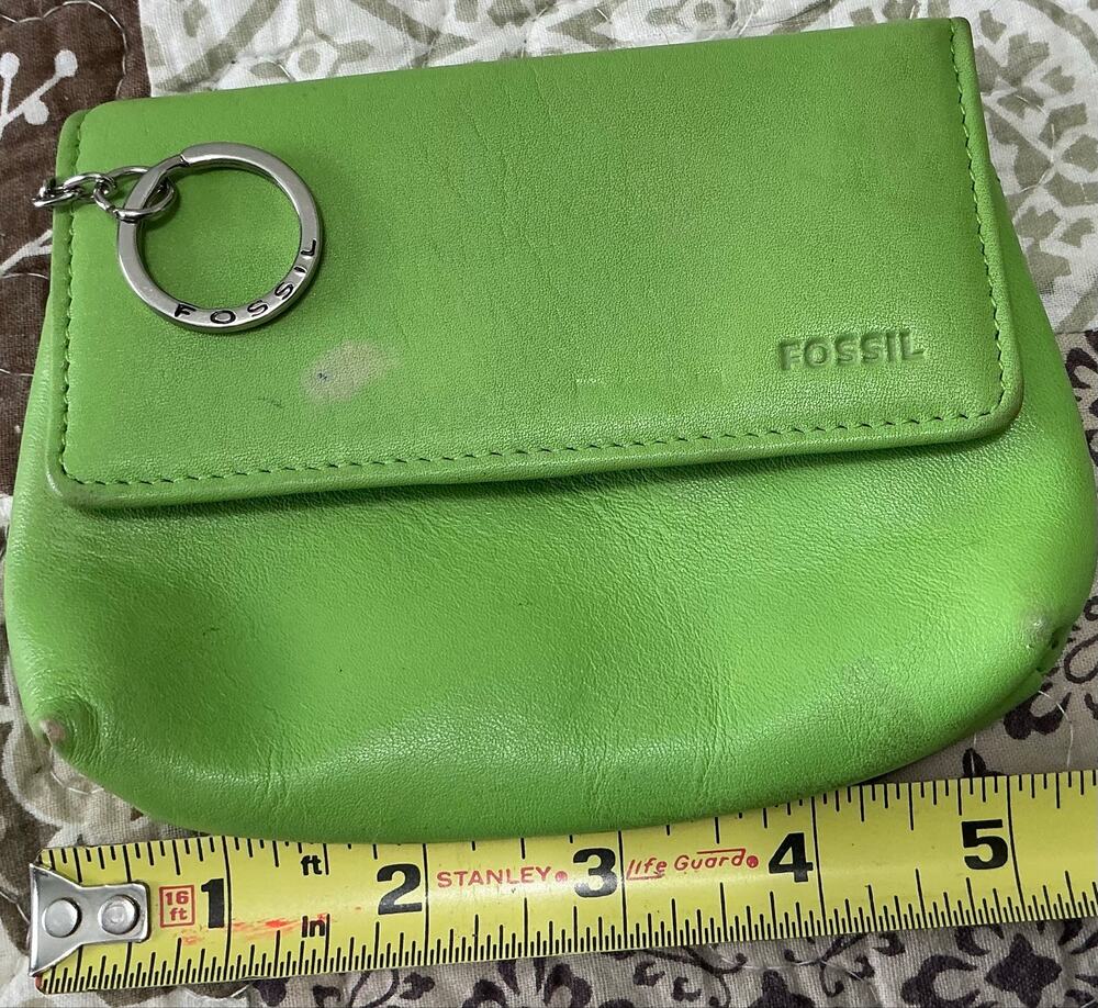 Fossil Lime Green Genuine Leather Snap Front Wallet